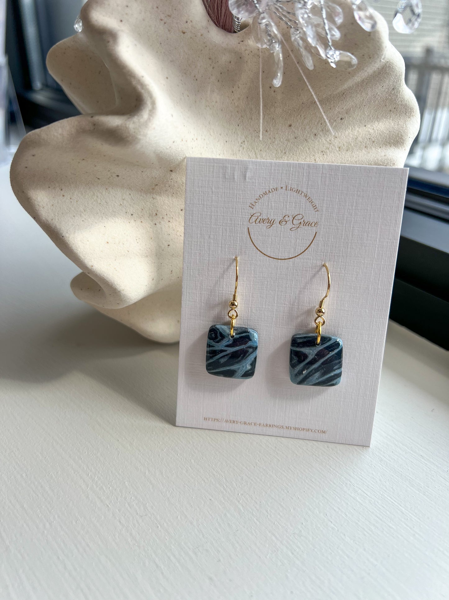 Blue Marbled Square | Dangles