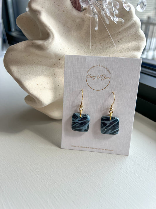 Blue Marbled Square | Dangles