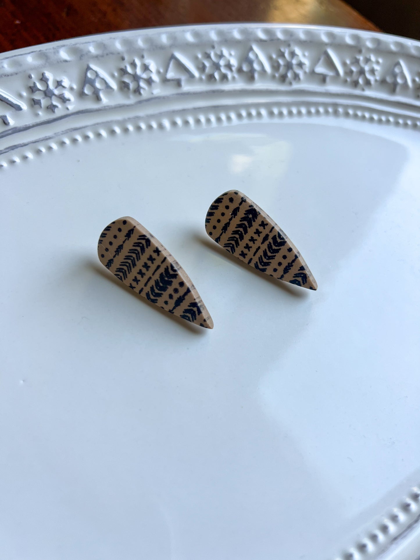 Tan Aztec Design | Studs