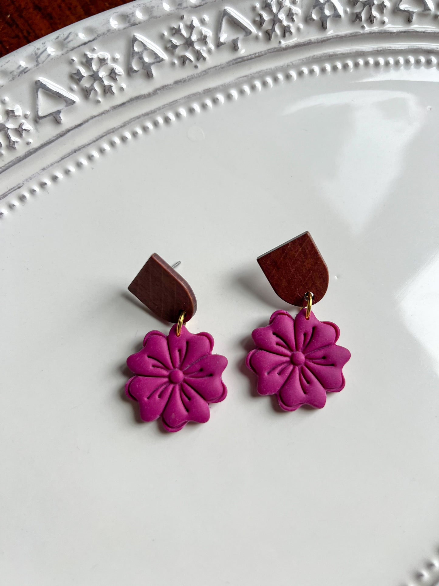 Wood Top Flower | Dangles