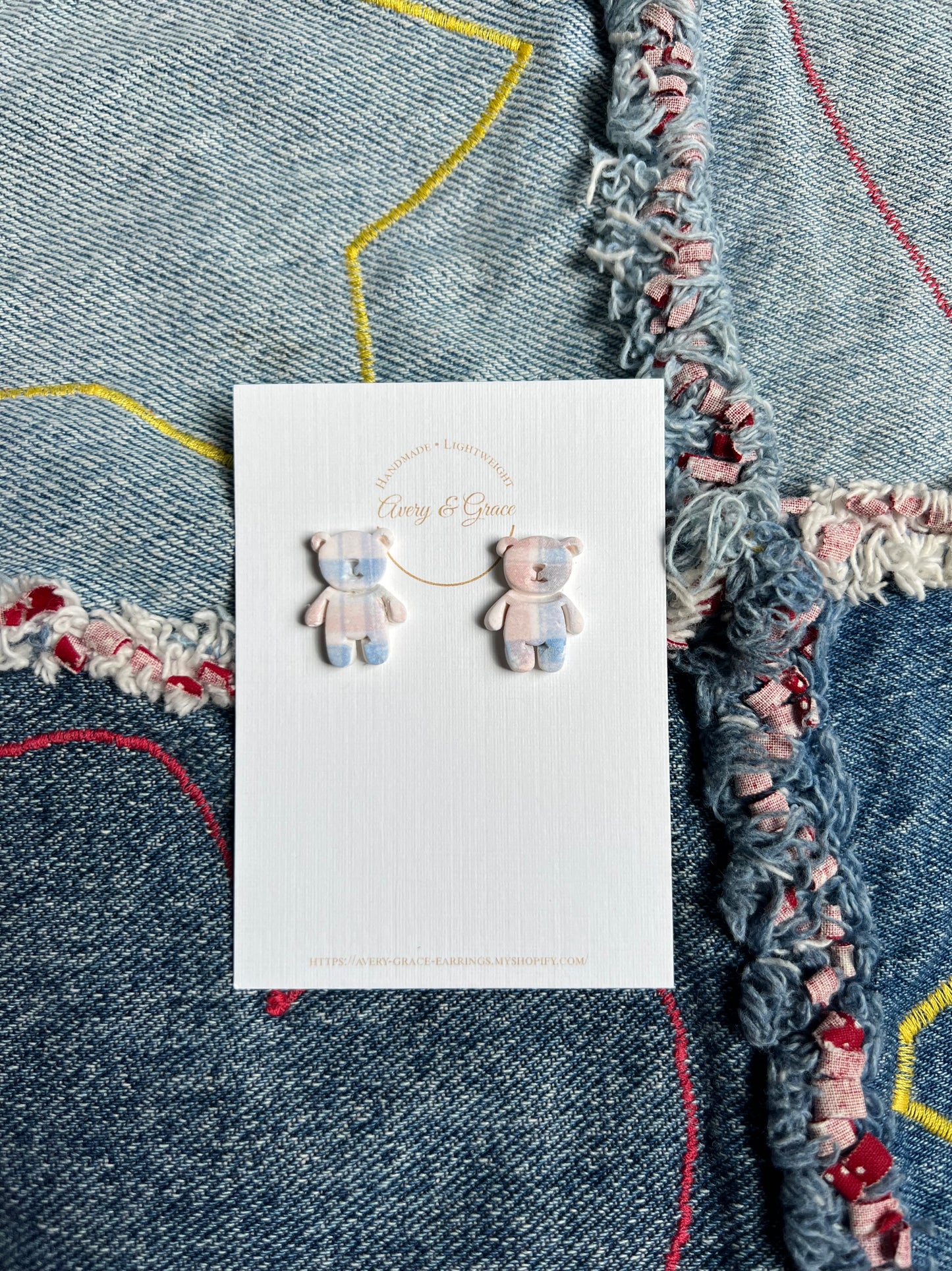Plaid Bear | Studs